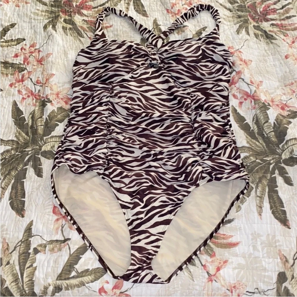 Torrid zebra print peekaboo swimsuit